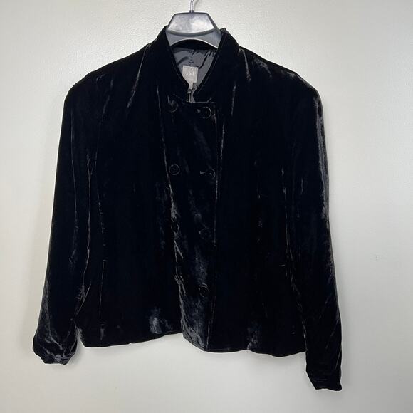 NWT J. Jill Silk Blend Velvet Jacket Mandarin Collar Black Size Women Petite XL - Picture 6 of 6